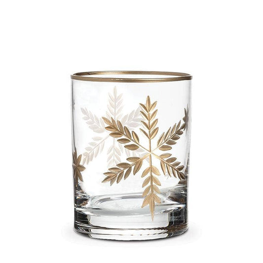 Gold Snowflake Glass Tumbler | 12 oz