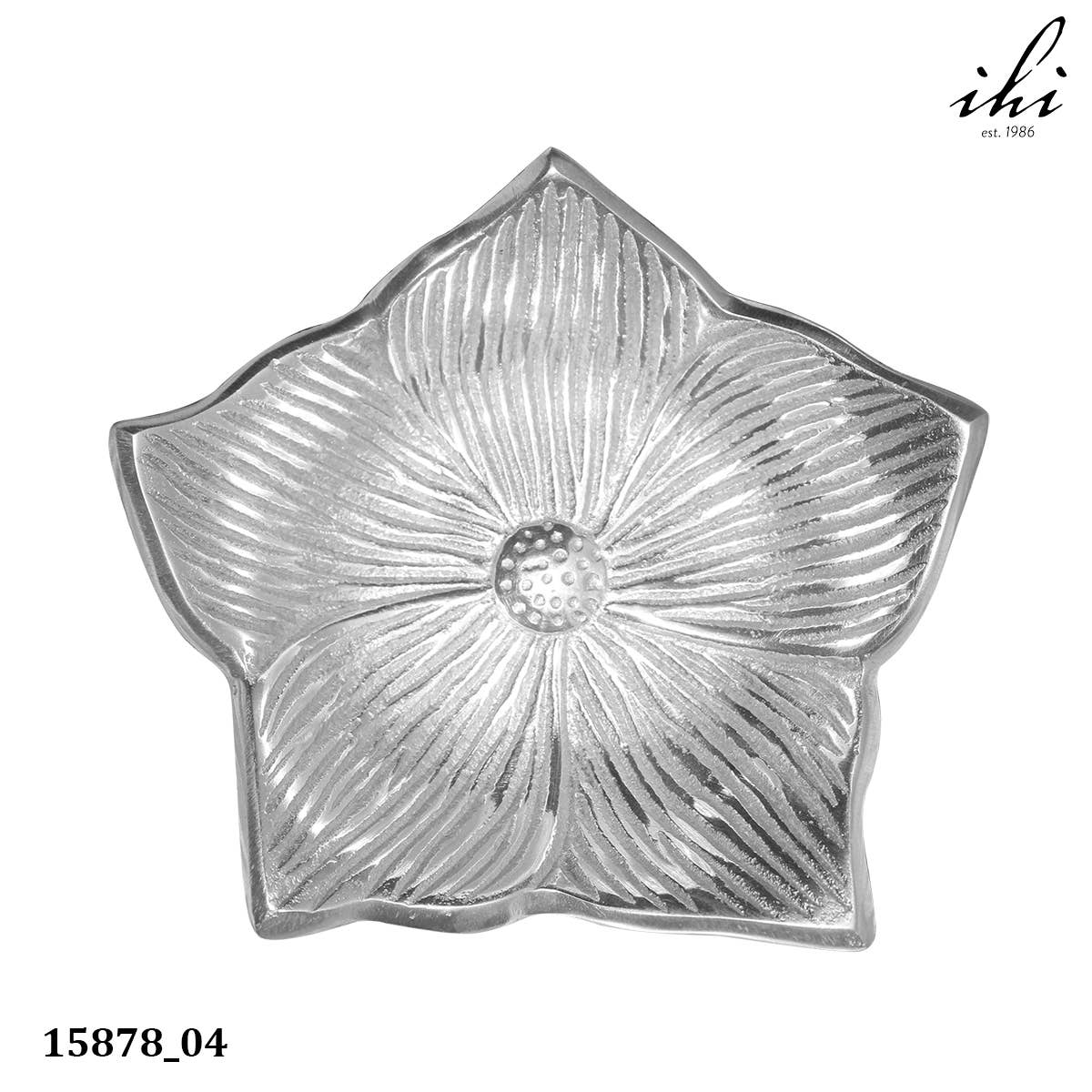 Silver Aluminum Flower Serving Bowl