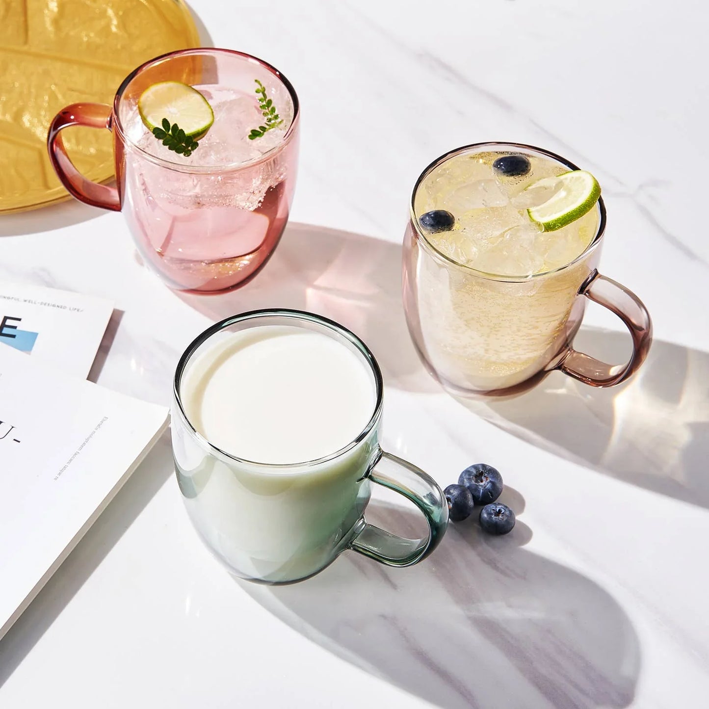 Double Wall Insulated Colored Glass Mug, 18 OZ - Marcel’s Culinary Experience