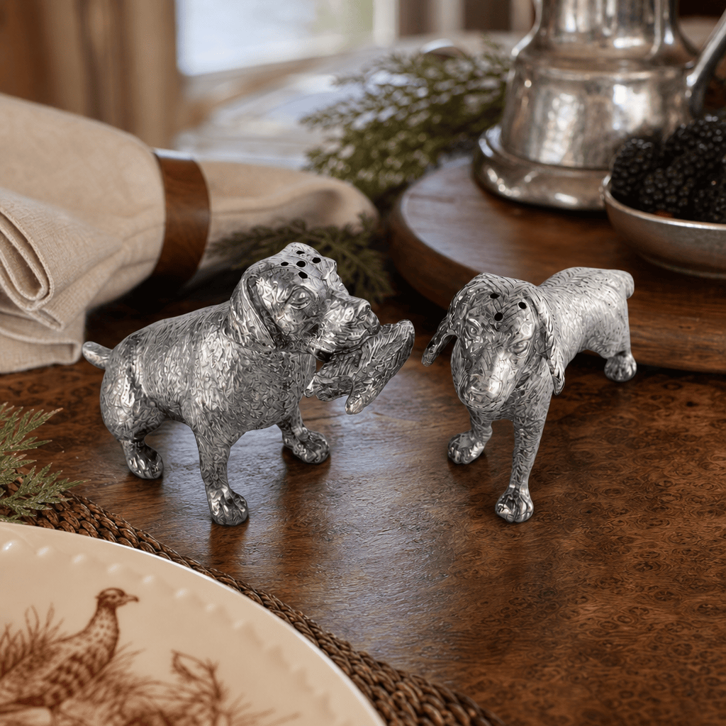 Pewter Hunting Dog Salt & Pepper Shakers