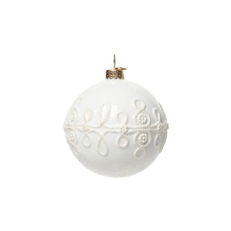 Juliska Berry & Thread Landriana Ceramic Ball Ornament - Whitewash - Marcel’s Culinary Experience