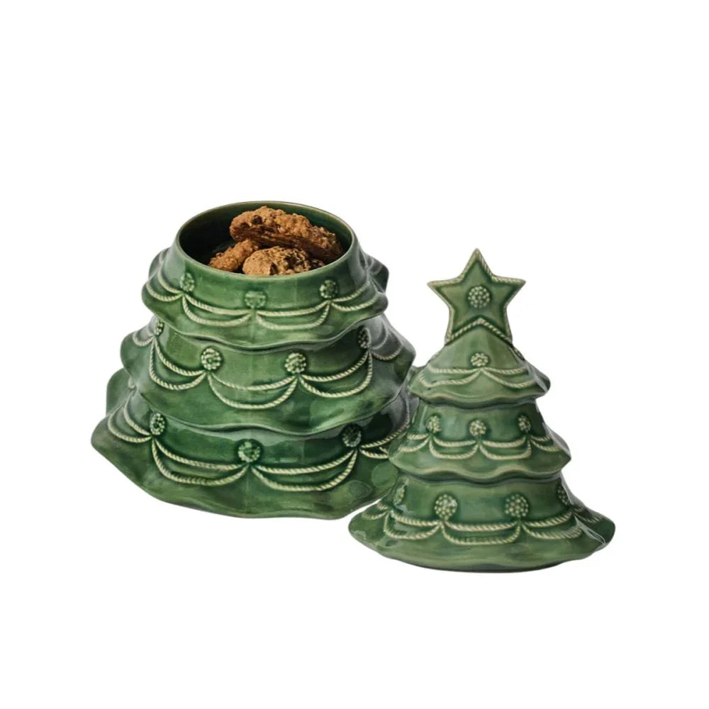Juliska Berry & Thread Christmas Tree Cookie Jar with Lid - Basil - Marcel’s Culinary Experience