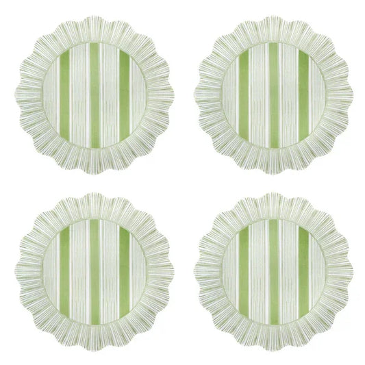 Juliska Cabana Stripe Melamine Dessert/Salad Plate Set/4 - Seagrass - Marcel’s Culinary Experience