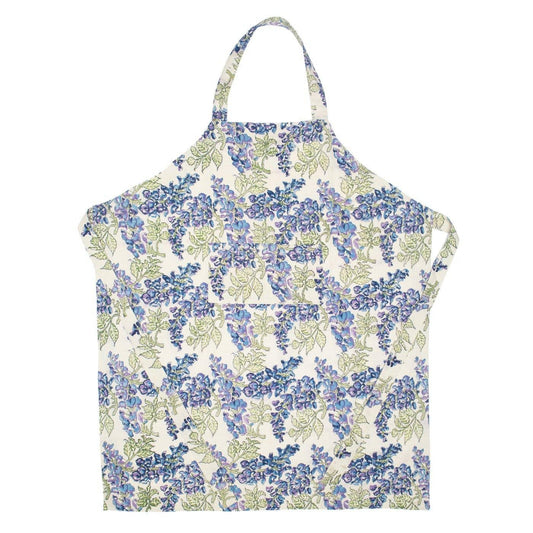Couleur Nature Wisteria Blue & Green Kitchen Apron - Floral Print Cooking Apron