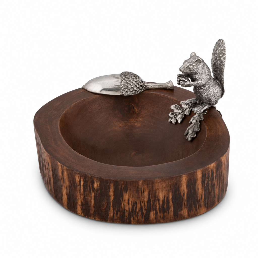 Standing Squirrel Nut Bowl & Acorn Scoop