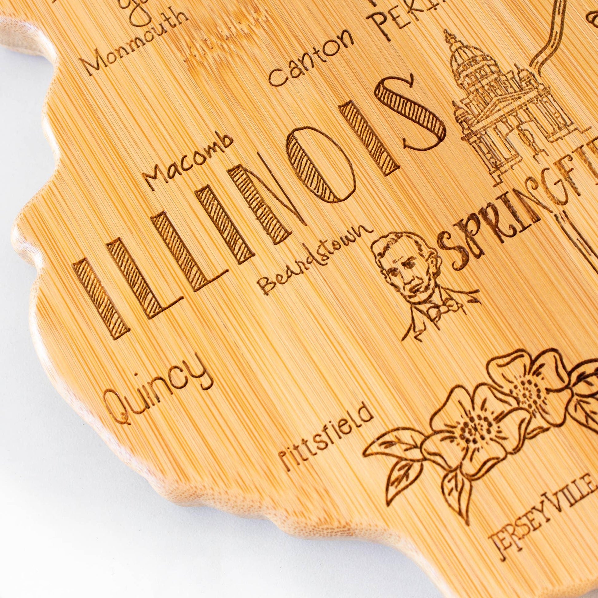 Destination Illinois Cutting Board with Engraved Artwork - Marcel’s Culinary Experience