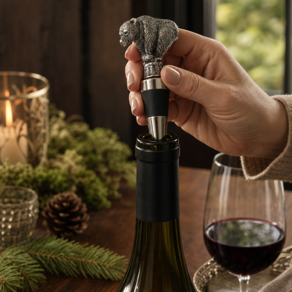 Pewter Bear Bottle Stopper | 4.5 Inch
