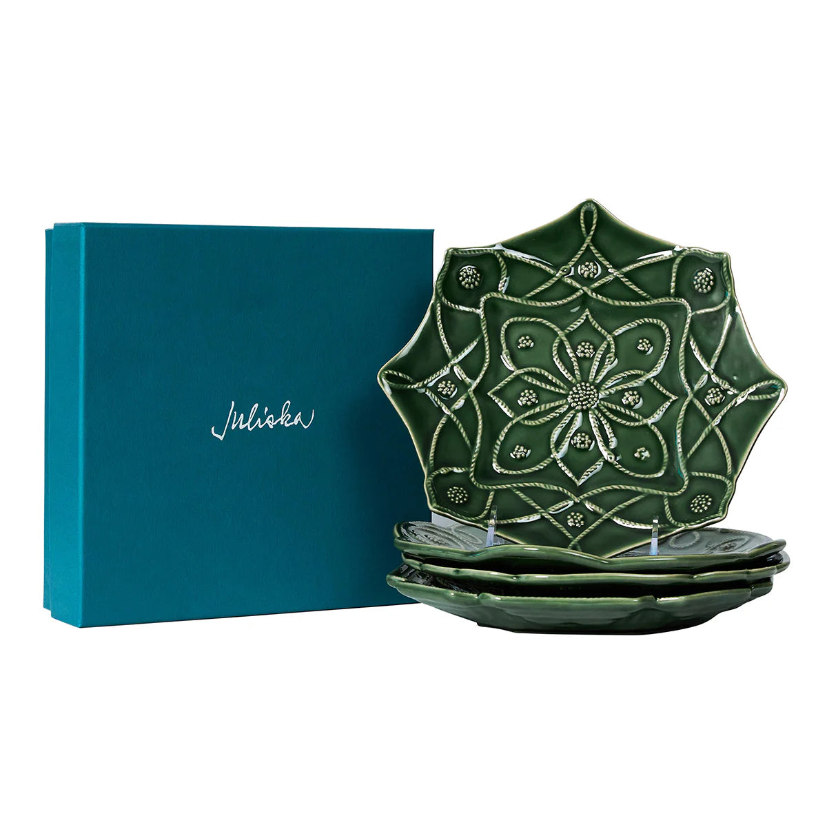 Juliska Jardins Du Monde Dessert/Salad Plate Assorted Set of 4 - Basil