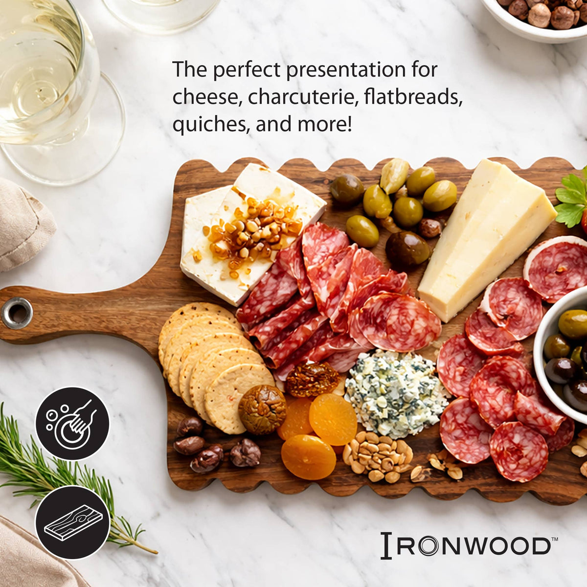 Ironwood Gourmet Scalloped Acacia Serving Board