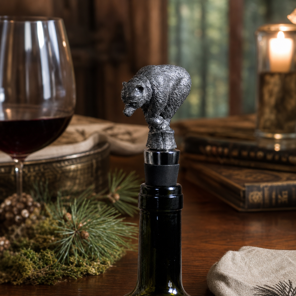 Pewter Bear Bottle Stopper | 4.5 Inch