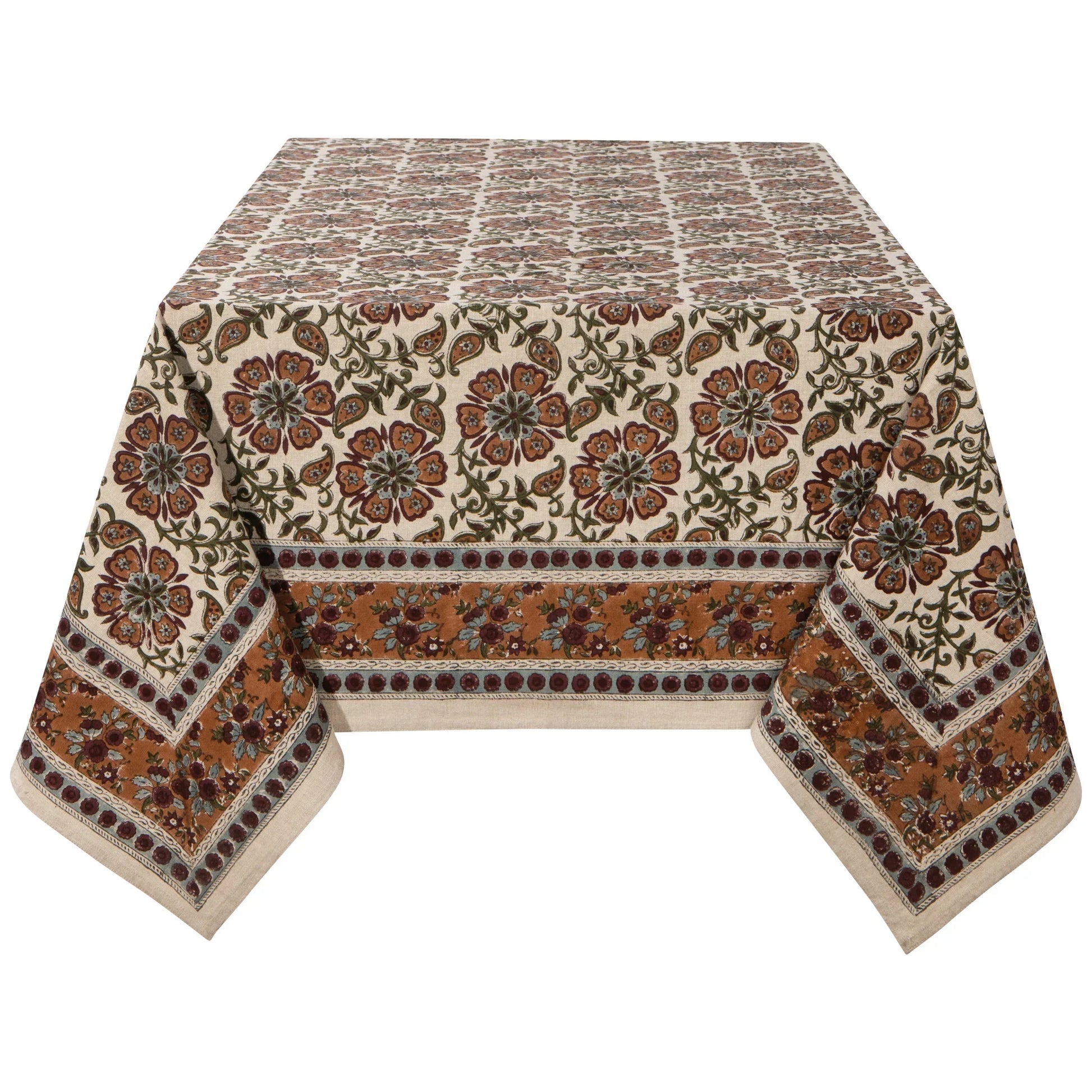 Elysian Block Print Tablecloth 60 x 90 Inches - Marcel’s Culinary Experience