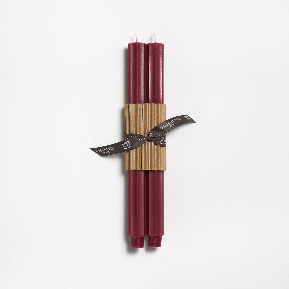 Greentree Home Fluted Church Taper Handmade Beeswax Candles 12"