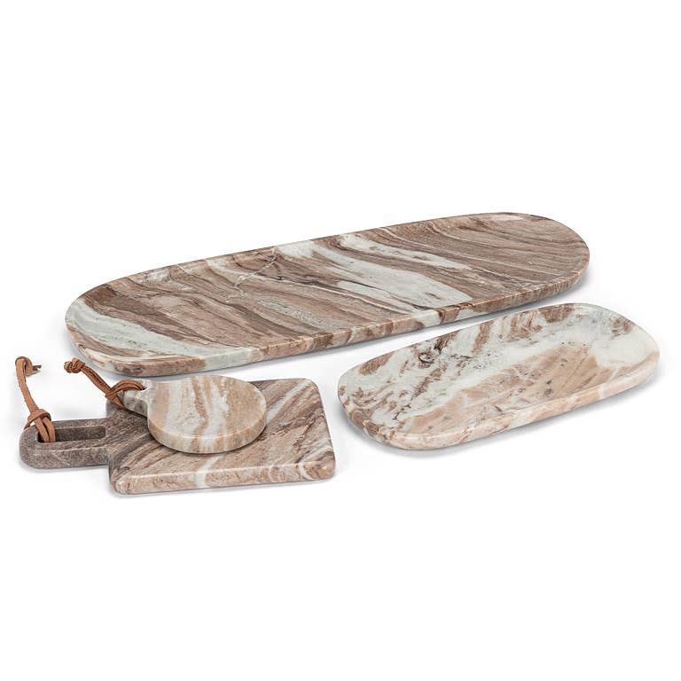Large Brown Marble Oblong Serving Tray