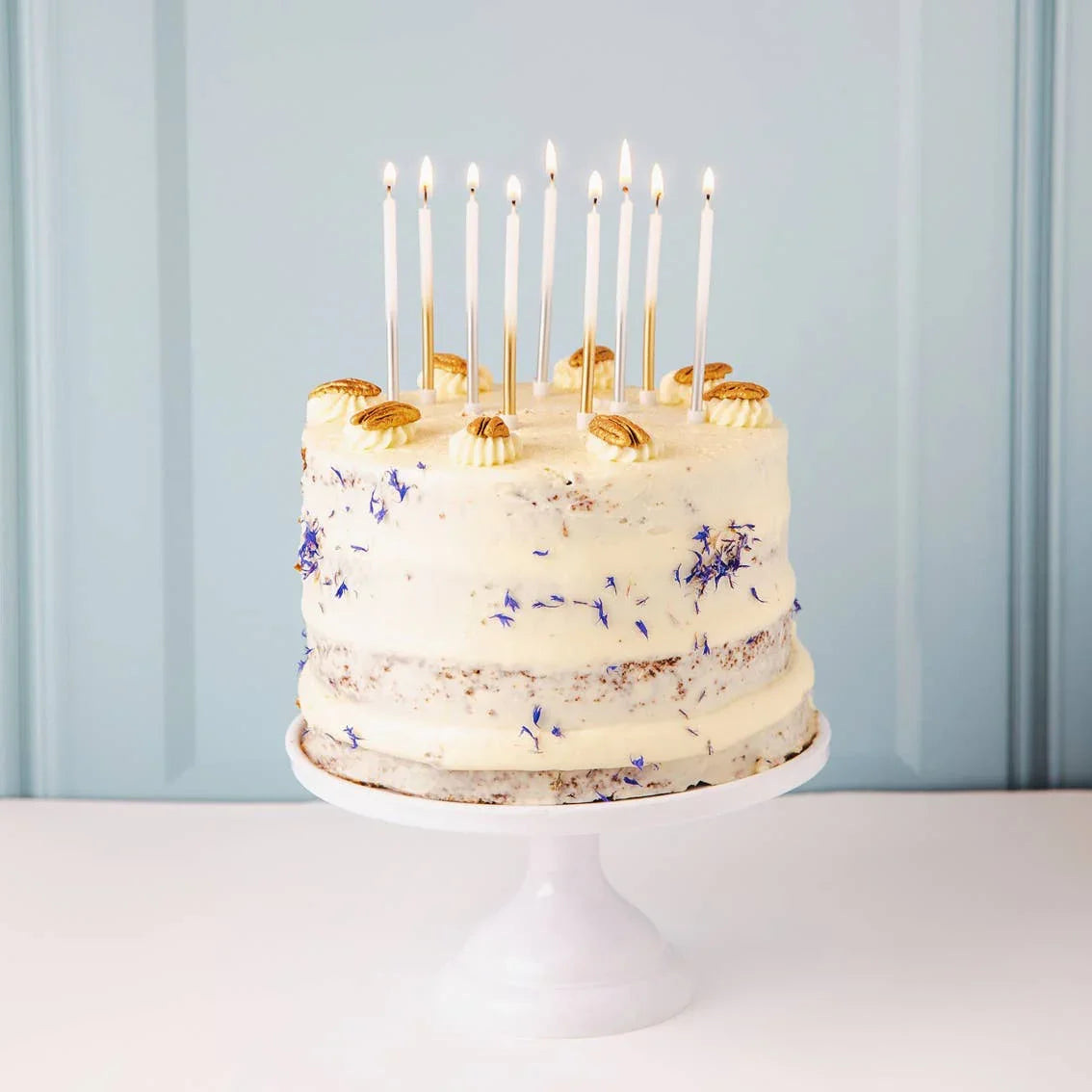 White & Gold Birthday Candles | 16 Pack | Cake Candle | - Marcel’s Culinary Experience