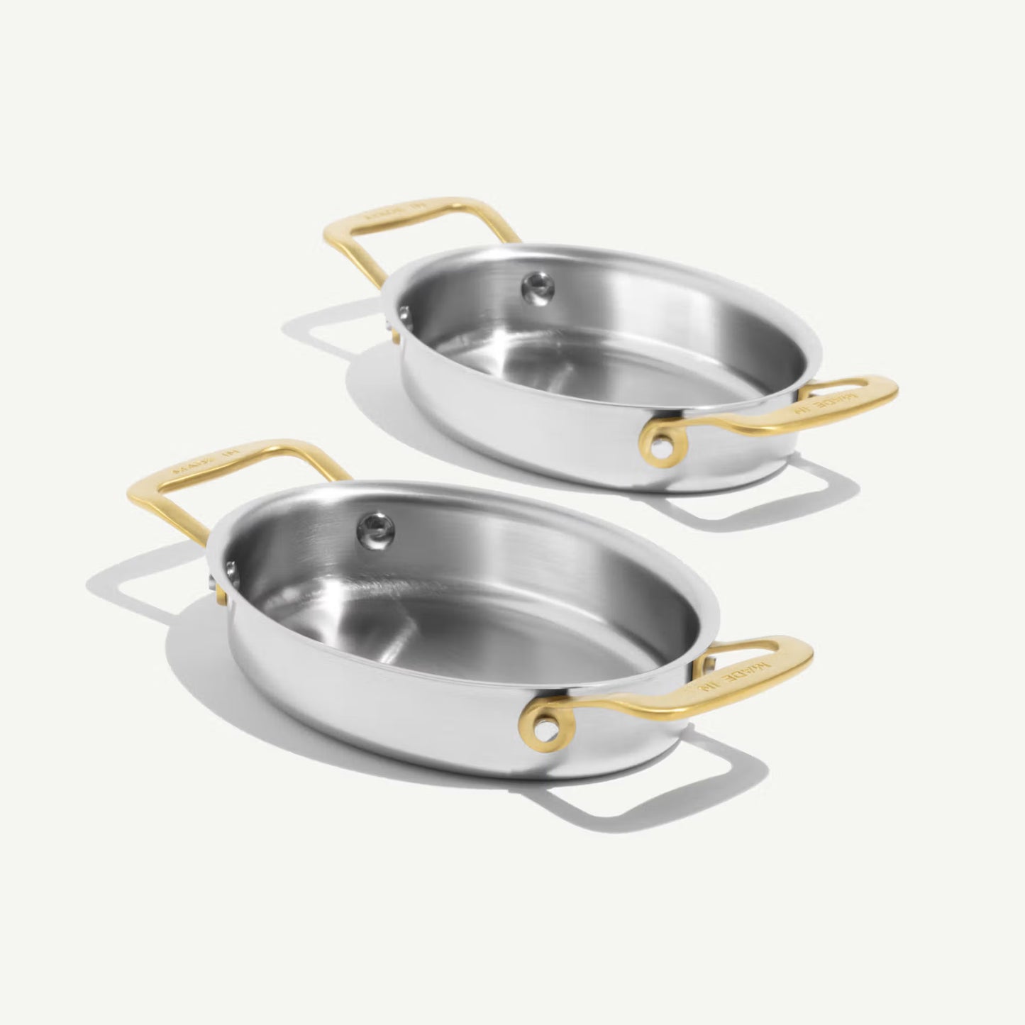 Made In Stainless Steel Gratin Dish with Brass Handles