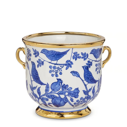 Blue Bird Cachepot with Handles