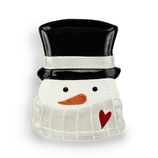 Snowman Red Heart Cream Ceramic Spoon Rest - 4.5x6in - Marcel’s Culinary Experience