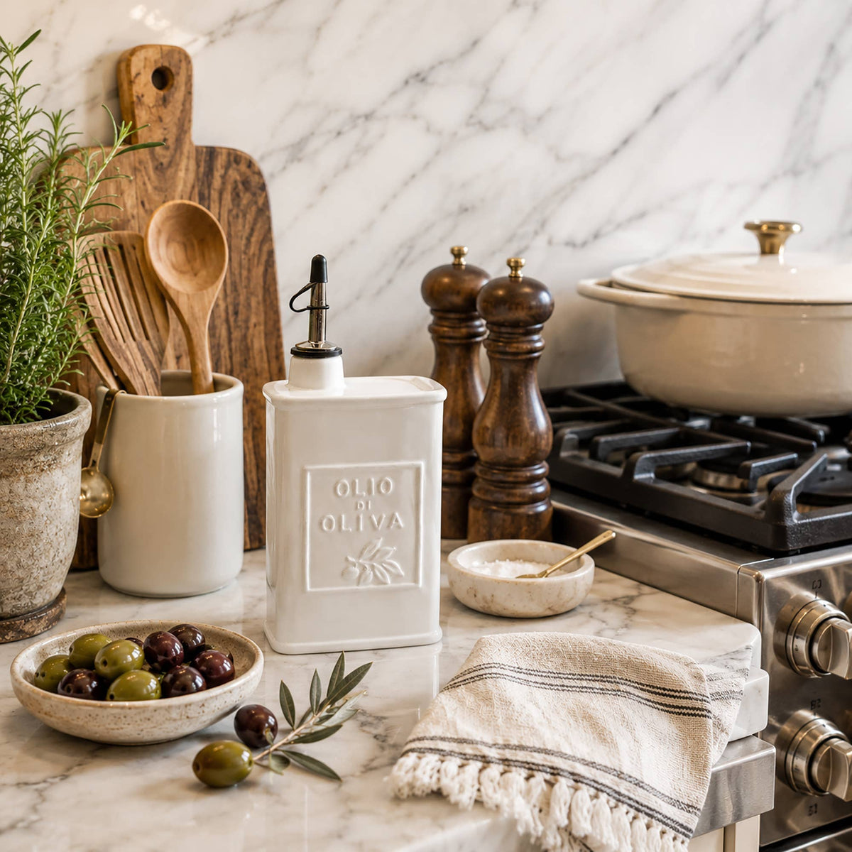 Fox Run White Ceramic Olive Oil Dispenser