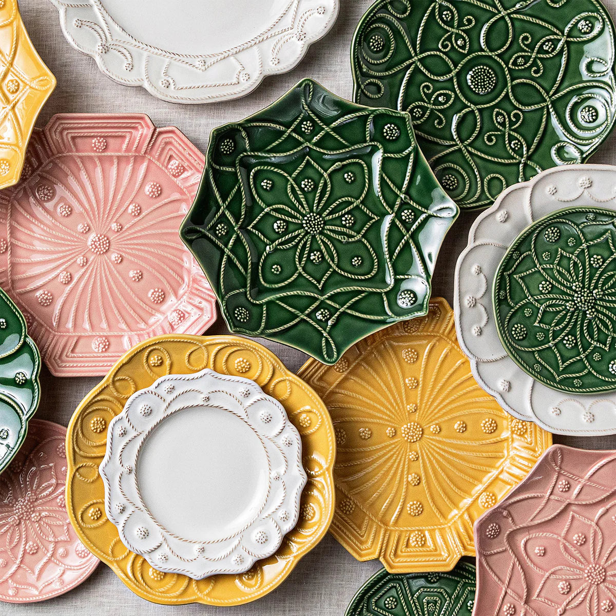 Juliska Jardins Du Monde Dessert/Salad Plate Assorted Set of 4 - Basil