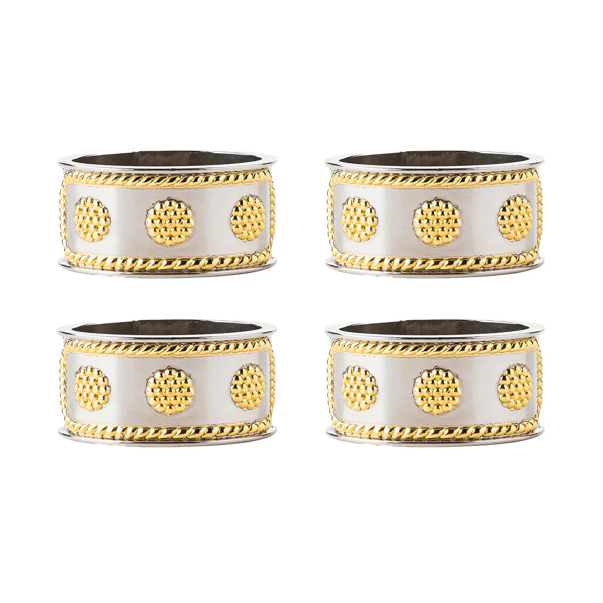 Juliska Berry & Thread Silver/Gold Napkin Rings, set of 4 - Marcel’s Culinary Experience