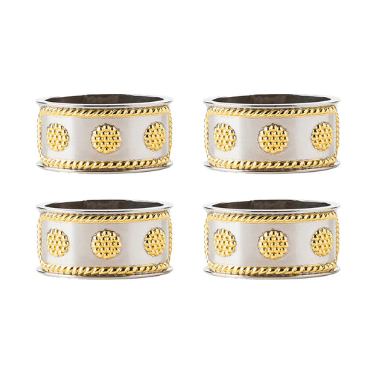 Juliska Berry & Thread Silver/Gold Napkin Rings, set of 4 - Marcel’s Culinary Experience