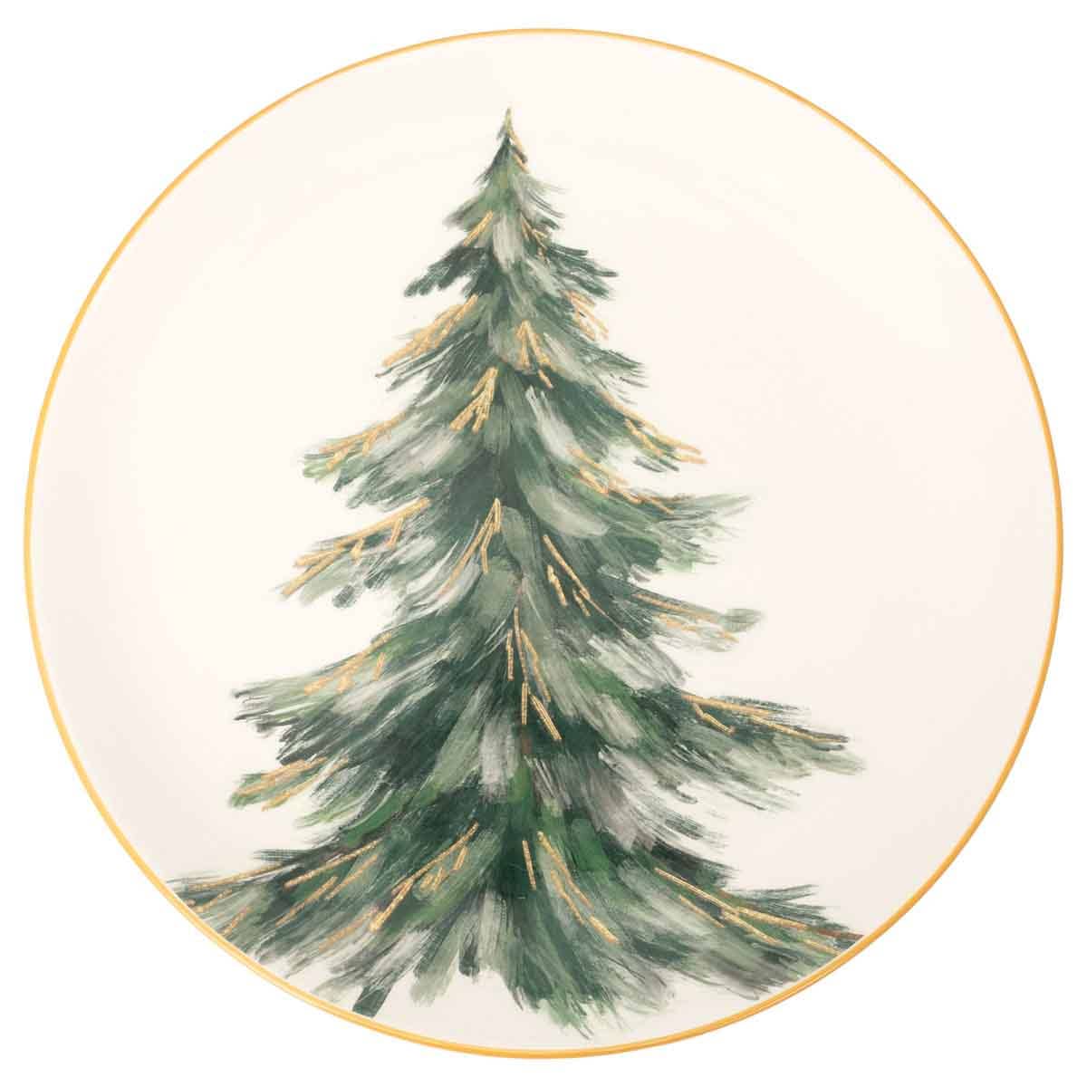 Gilded Tree Round Ceramic Platter, 12.25"
