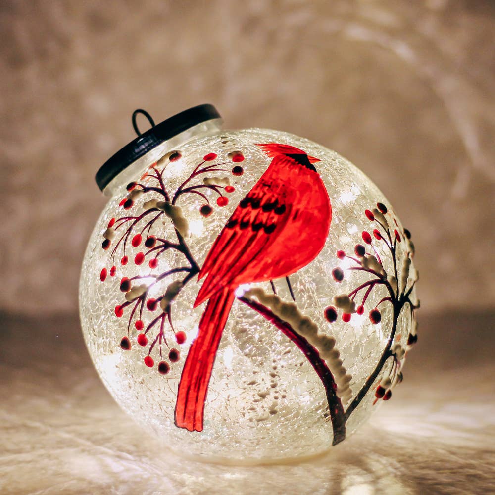 Snow Branch Glass Ornament LED