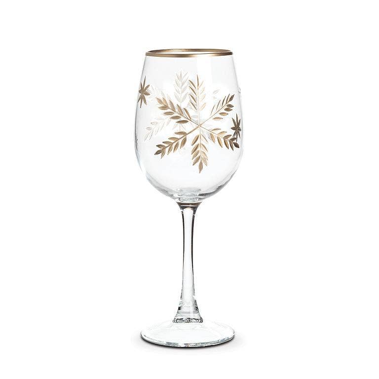 Gold Snowflake Stemmed Goblet