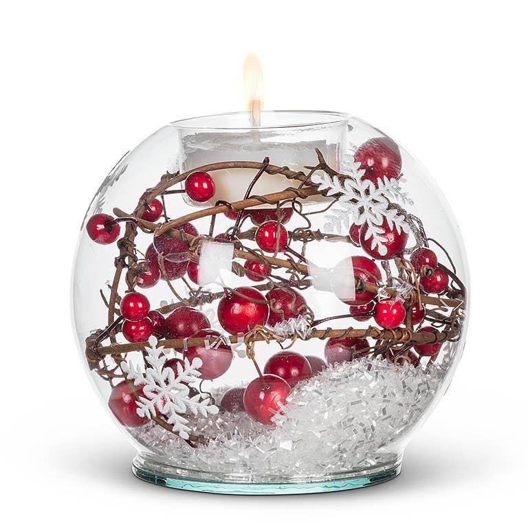Red Berry & Snow Ball Votive-3.5"D - Marcel’s Culinary Experience