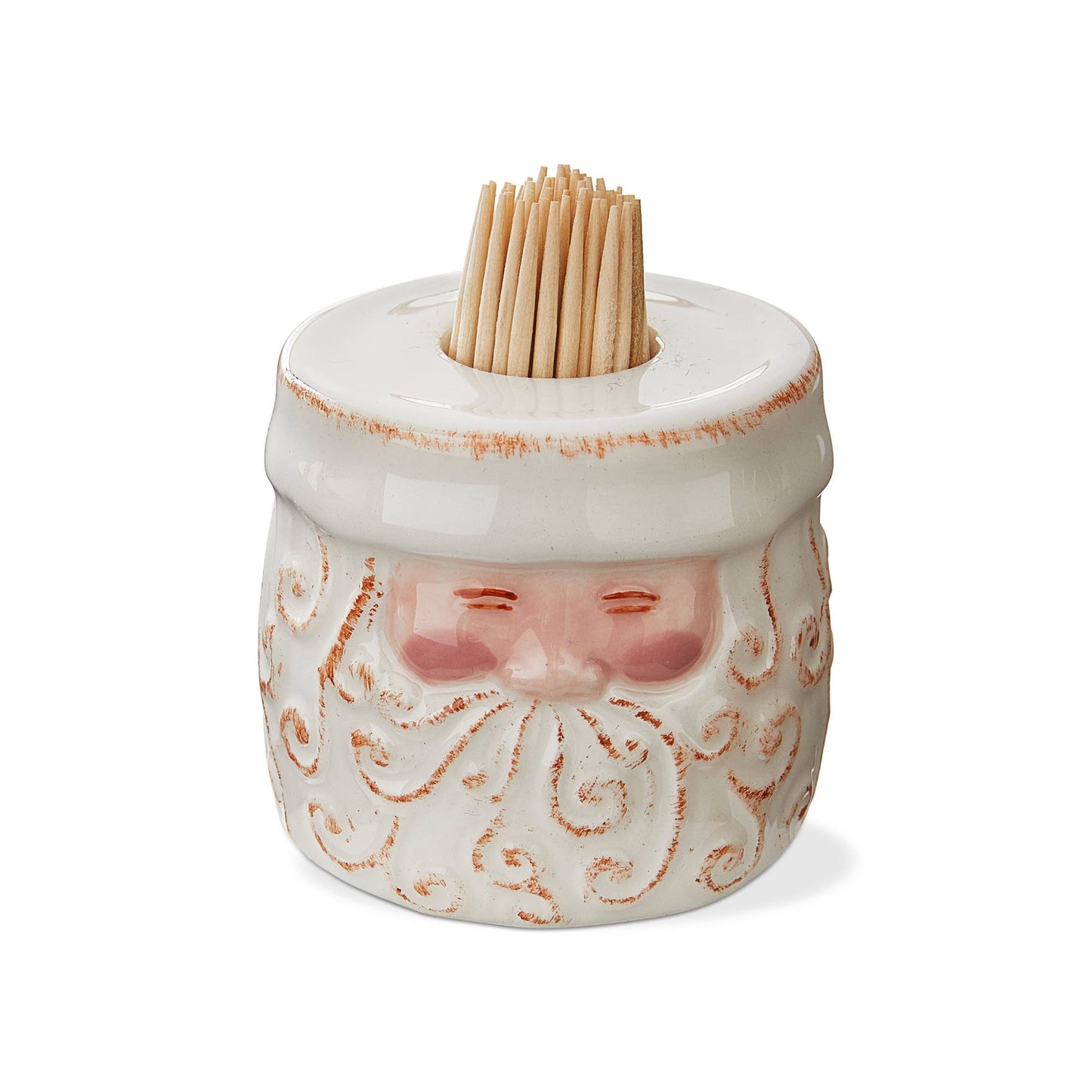 Santa Toothpick Holder Set White Earthenware Christmas