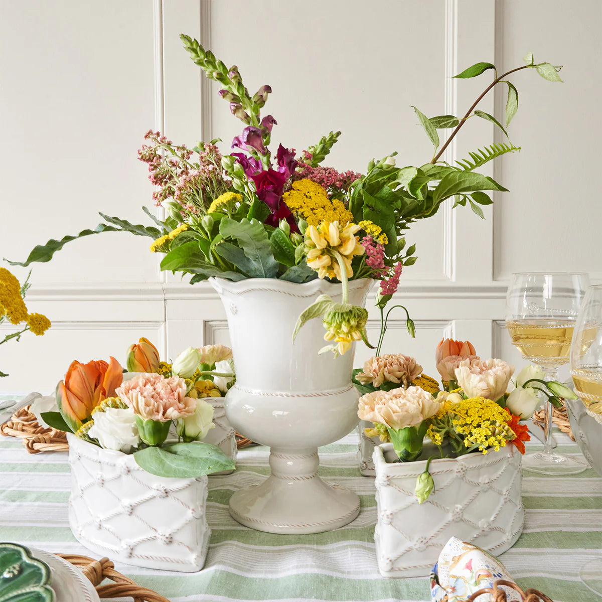 Juliska Berry & Thread Petite Parterre Garden Half Circle Vase Set of 2, Whitewash