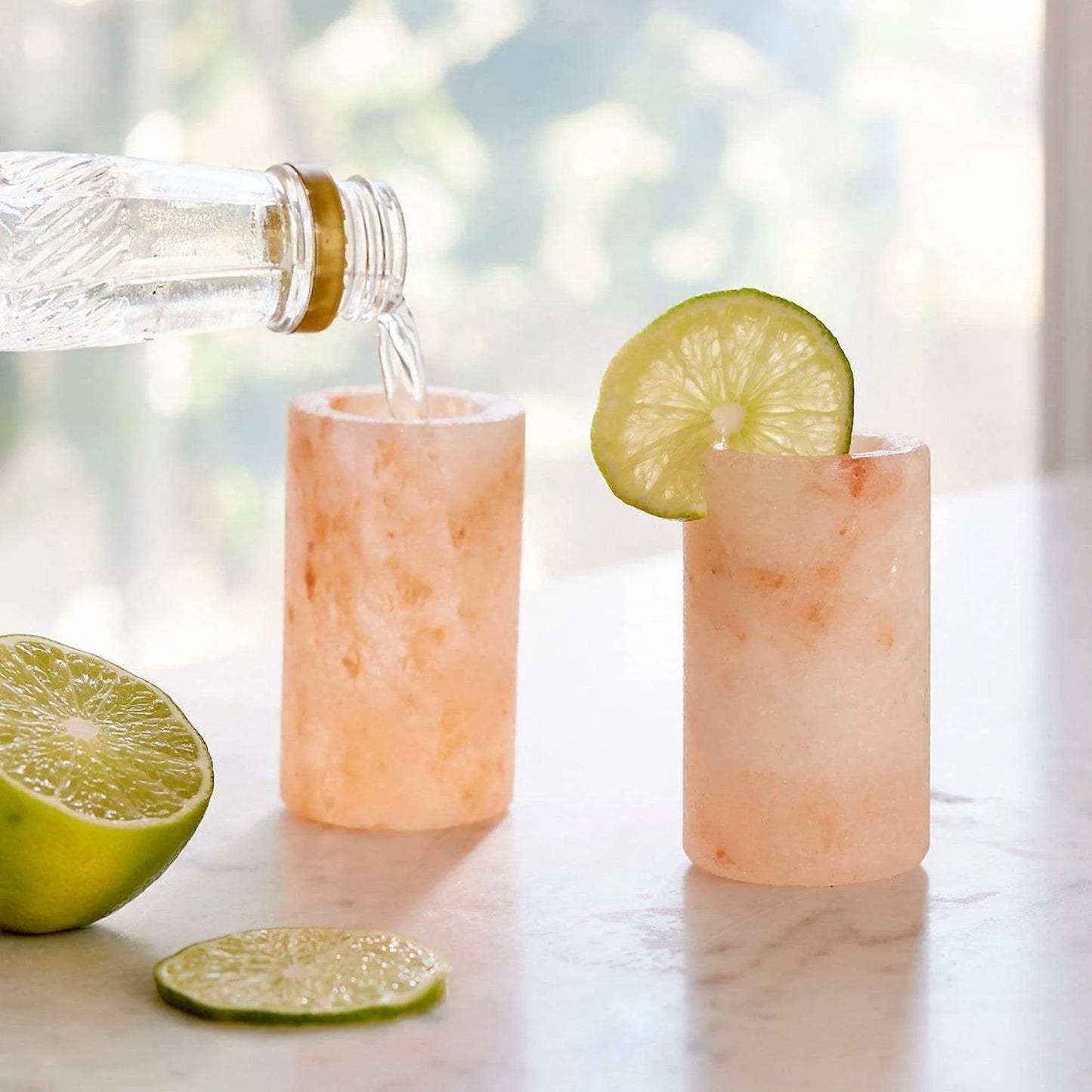 Himalayan Pink Salt Drinking Glasses, Set 4, 1-ounce - Marcel’s Culinary Experience