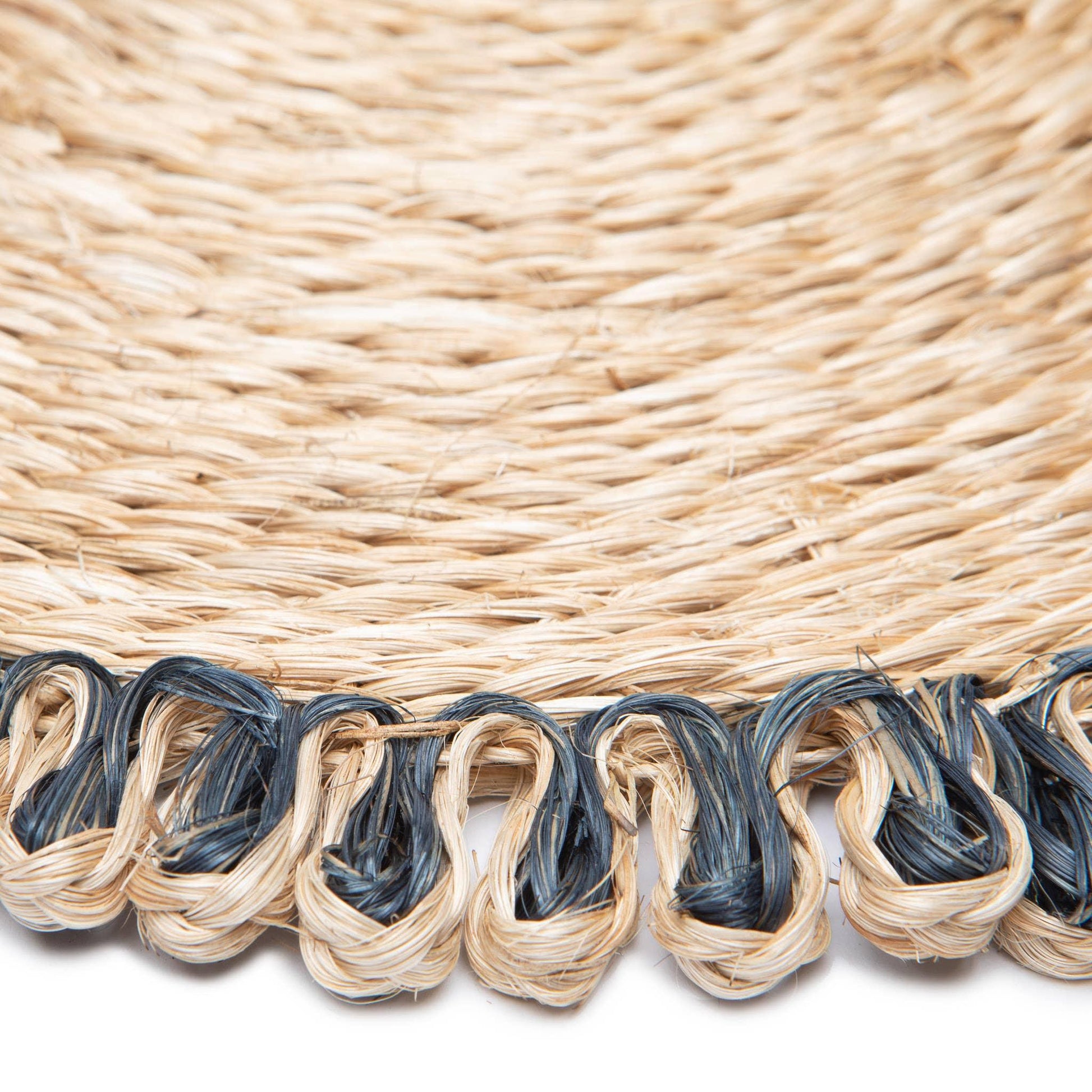Couleur Nature Loopy Abaca Natural & Navy 15" Round - Set of 4 - Marcel’s Culinary Experience