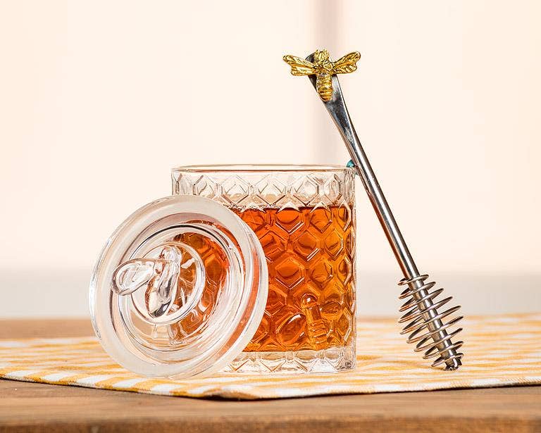 Honeycomb Glass Jar with Bee Lid | 5 Inch