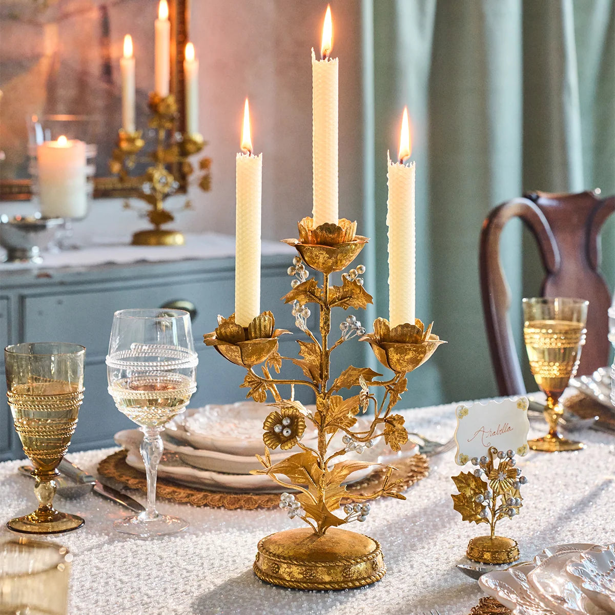 Juliska Forest Walk Holly 13" Centerpiece Candelabra