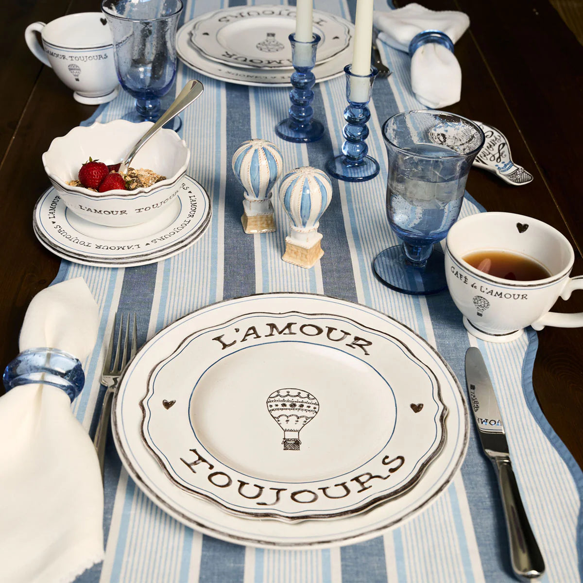 Juliska L'Amour Toujours Hot Air Balloon Salt & Pepper Shakers - Chambray