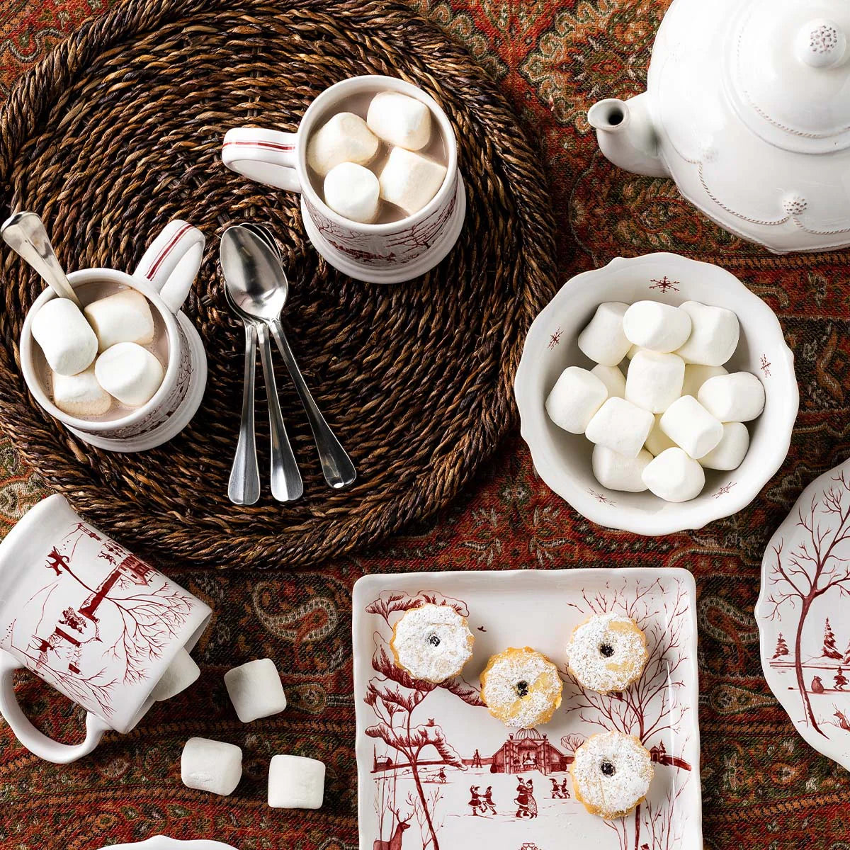 Juliska Country Estate Winter Frolic Cereal/Ice Cream Bowl - Ruby