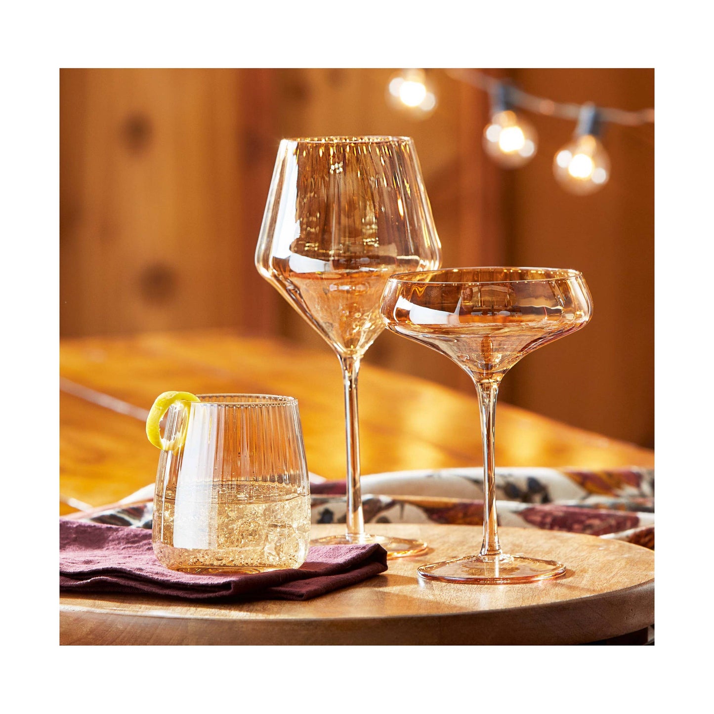 Chelsea Optic Wine Glass Amber Glass Everyday