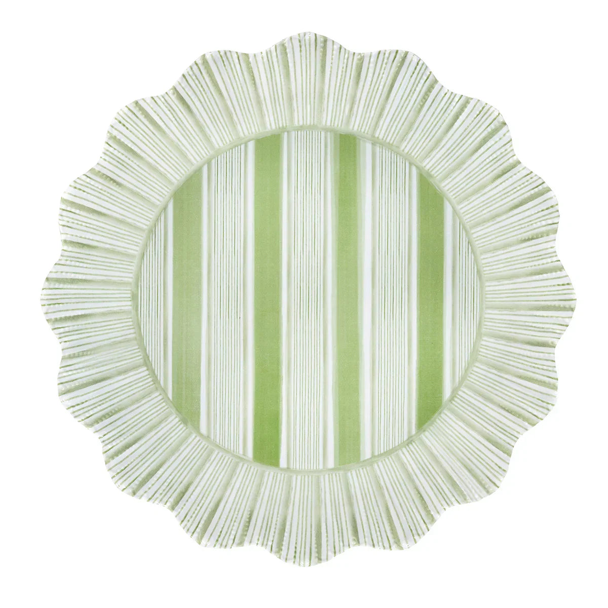 Juliska Cabana Stripe Melamine Dinner Plate Set/4 - Seagrass