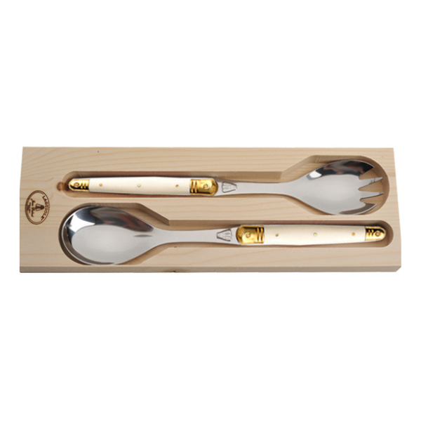 Jean Dubost Salad Servers with Ivory Handles