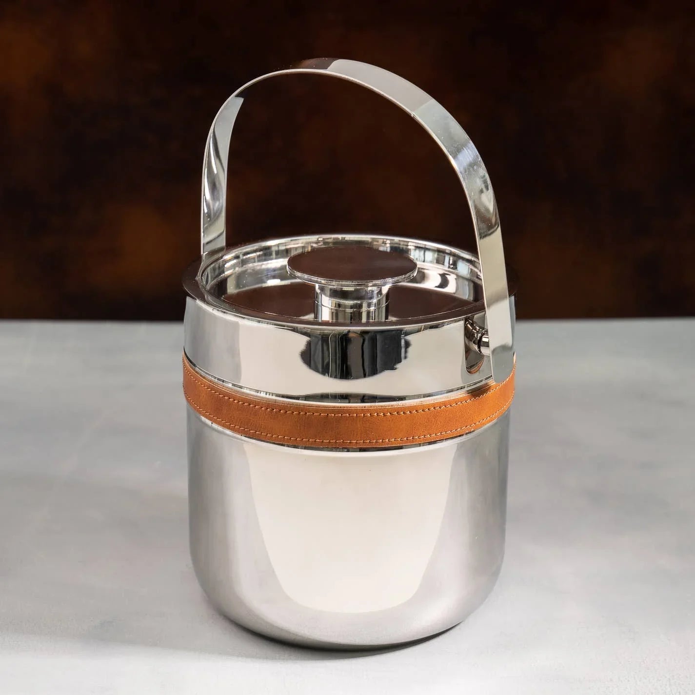 Leather Ice Bucket - 8x7x7.5" - Marcel’s Culinary Experience