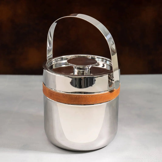Leather Ice Bucket - 8x7x7.5" - Marcel’s Culinary Experience