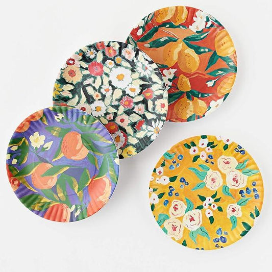 Melamine Fruits & Florals Plate set/4 - Marcel’s Culinary Experience