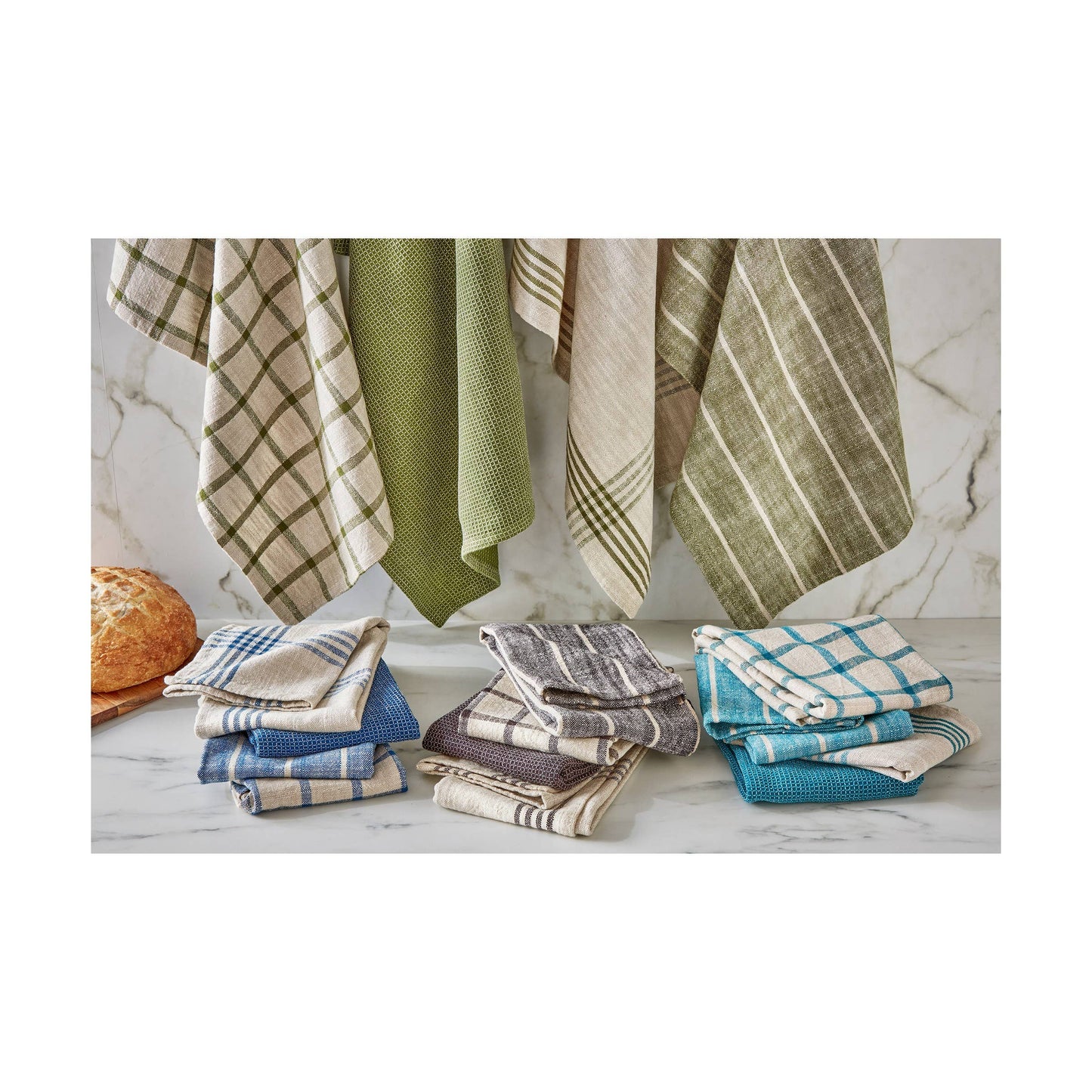 Canyon Woven Dishtowel Set/4 Olive Cotton Everyday