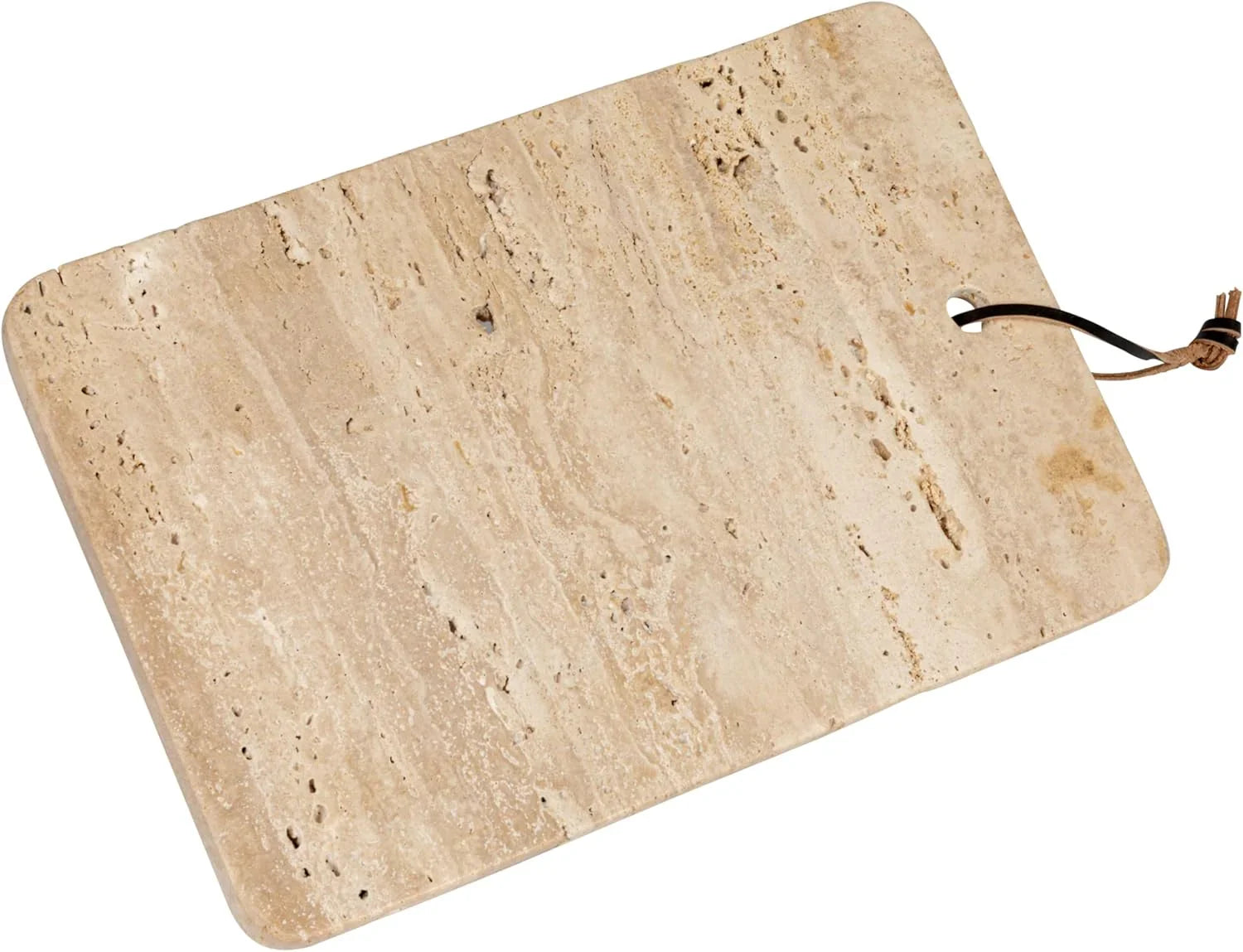 Creative Co-Op Travertine Cheese/Cutting Board w/ Leather Tie - Marcel’s Culinary Experience