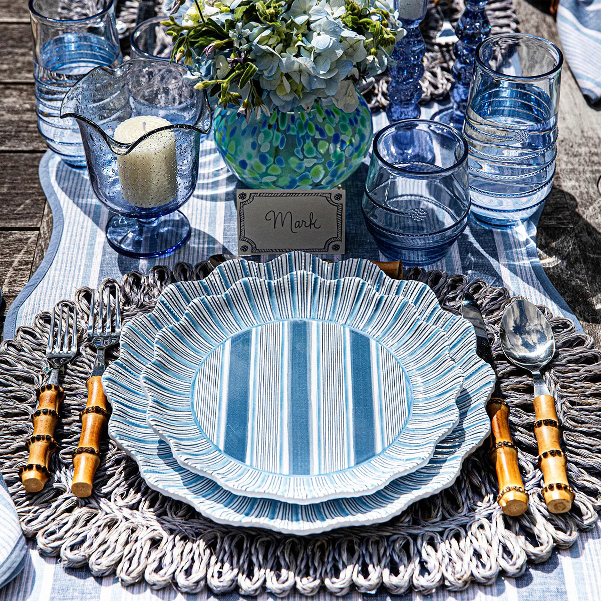Juliska Straw Loop Oval Placemat - Chambray - Marcel’s Culinary Experience
