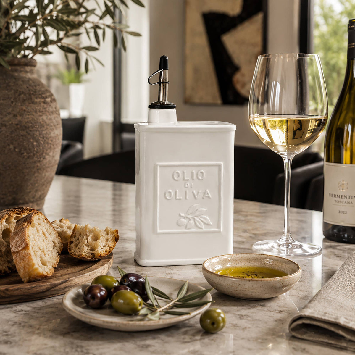 Fox Run White Ceramic Olive Oil Dispenser