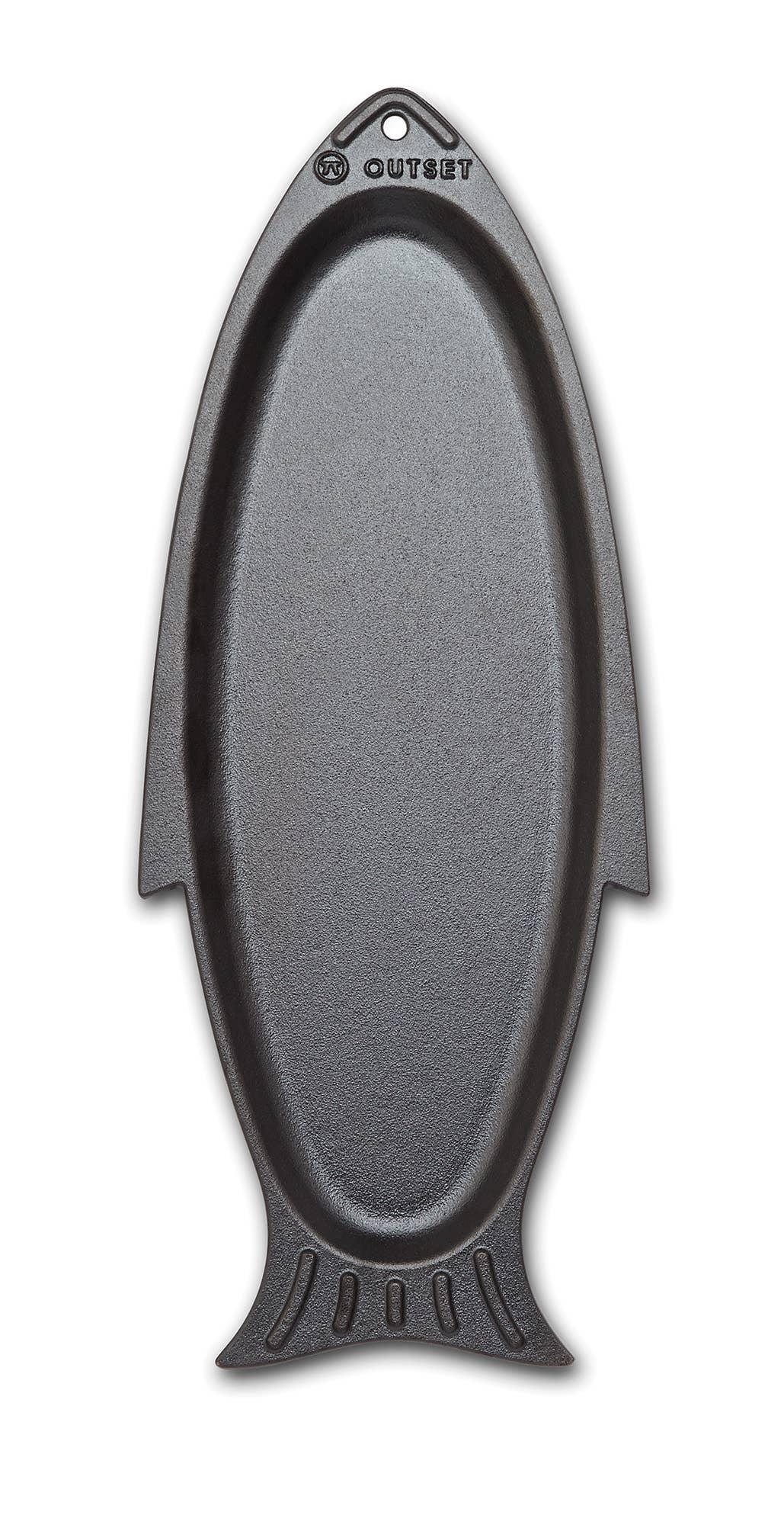 Outset Cast Iron Fish Grill and Serving Pan, 19" x 7" x 1"