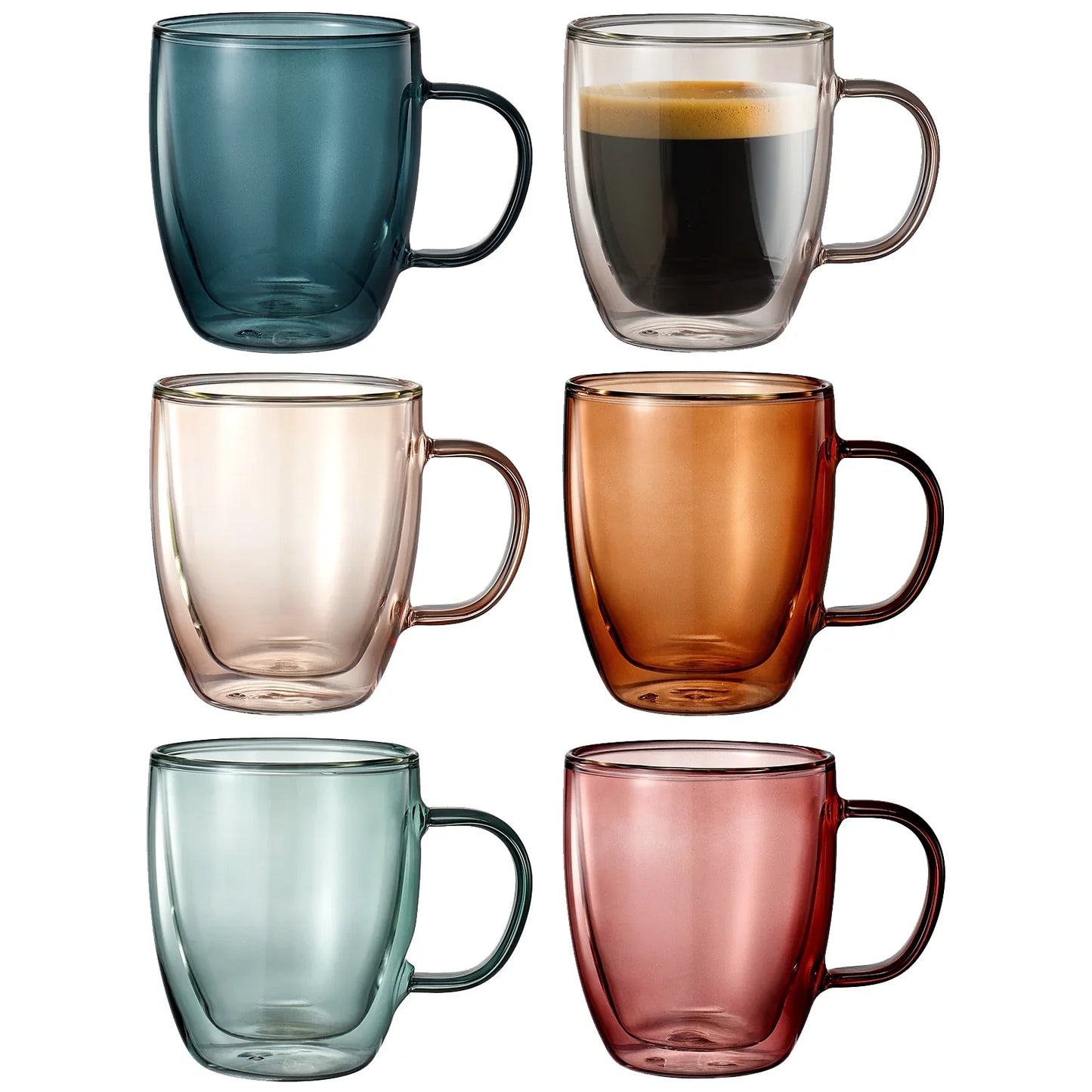 Double Wall Insulated Colored Glass Mug, 18 OZ - Marcel’s Culinary Experience