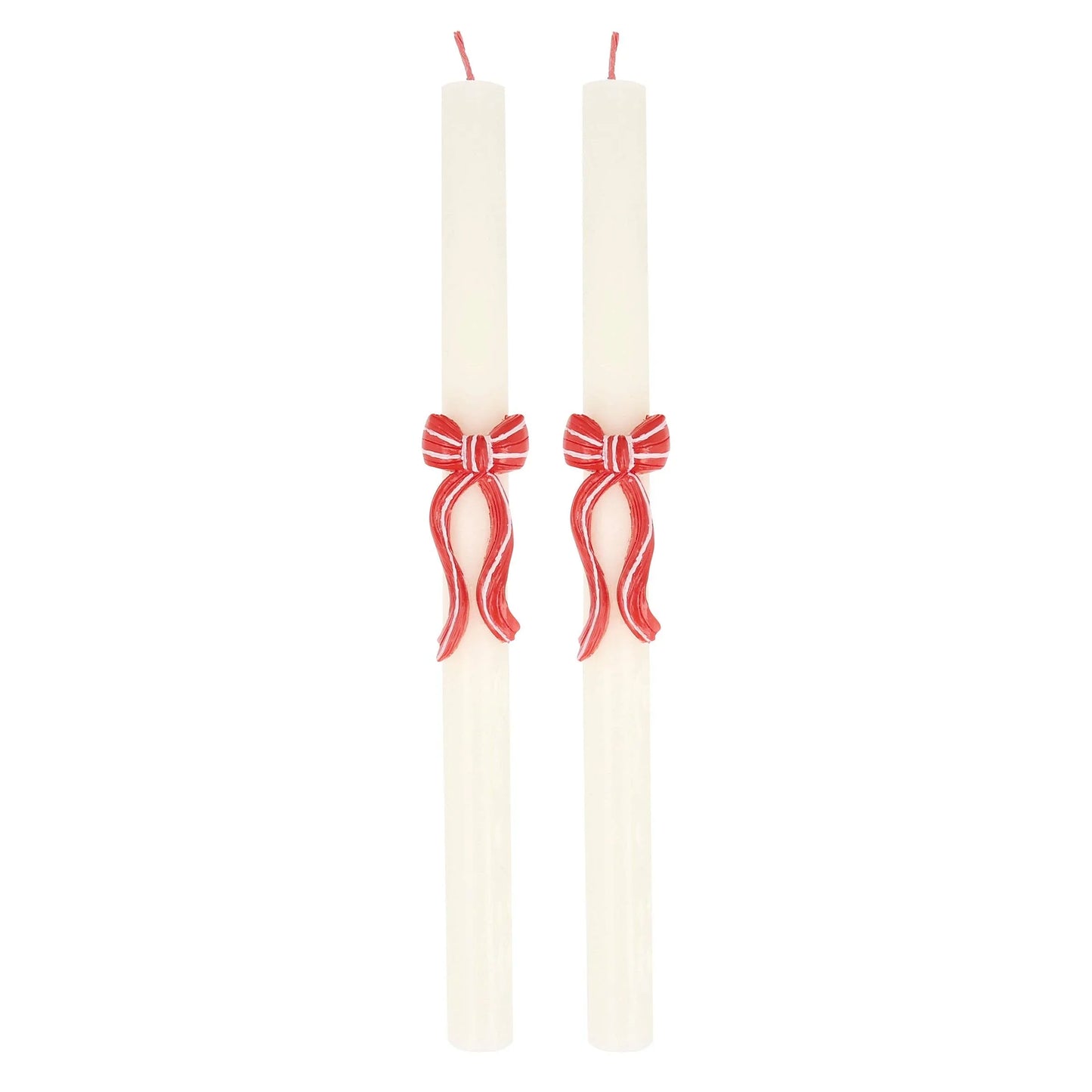 Red Stripy Bow Table Candles - Marcel’s Culinary Experience